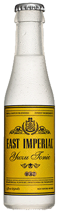 Load image into Gallery viewer, A 150ml bottle of East Imperial Yuzu Tonic with a white label and yellow text, featuring the image of a lemon or lime, indicative of the yuzu citrus flavor.