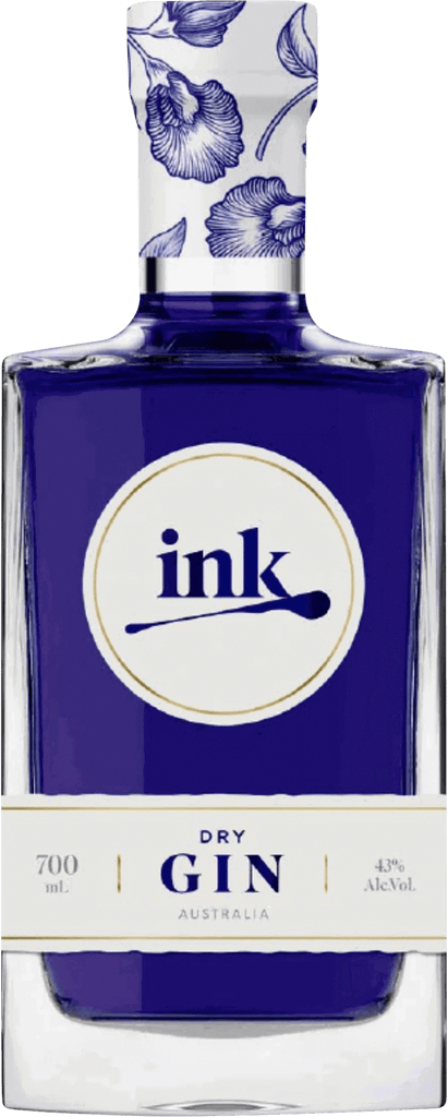 An image of a striking bottle of Ink Dry Gin by Husk Distillery, one of the best Australian gins