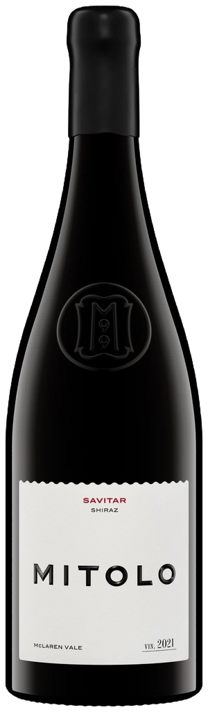 Mitolo-Savitar-Shiraz bottle with white label featuring 'Mitolo' branding.