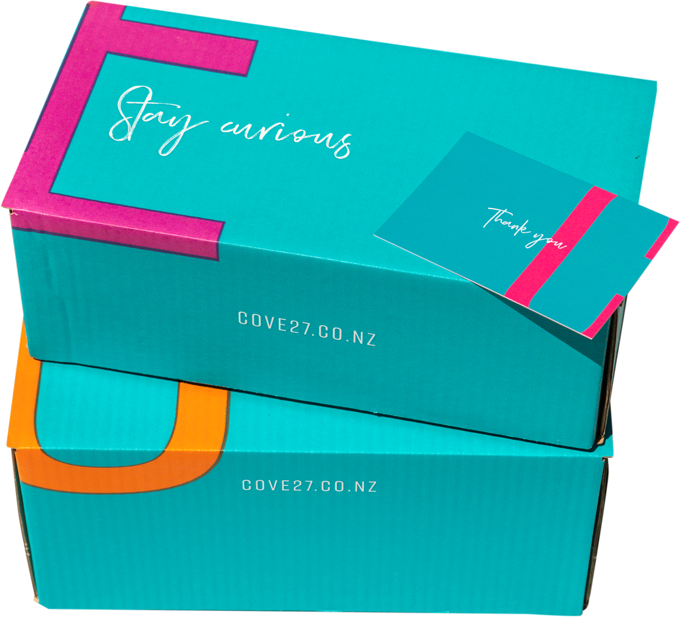 Load image into Gallery viewer, An image of two stunning COVE 27 Premium Packaging branded boxes, one large and one medium size