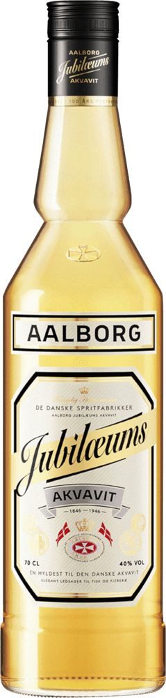 An image of a bottle of Aalborg Jubiläums Danish Akvavit Aquavit 700ml, best Scaninavian spirit