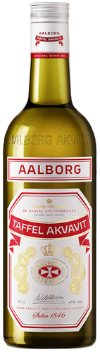 An image of a bottle of premium Aalborg Taffel Danish Akvavit Scandinavian Aquavit 700ml