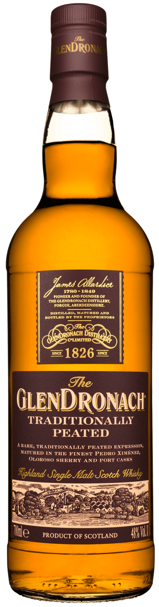 A bottle of GlenDronach Peated Highland Single Malt Scotch Whisky 700ml