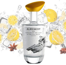 Load image into Gallery viewer, Alxemist gin bottle surrounded by lemons, ice cubes, and star anise on a white background