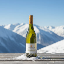 Load image into Gallery viewer, Bottle of Amisfield Central Otago Sauvignon Blanc wine on a snowy surface with mountains in the background