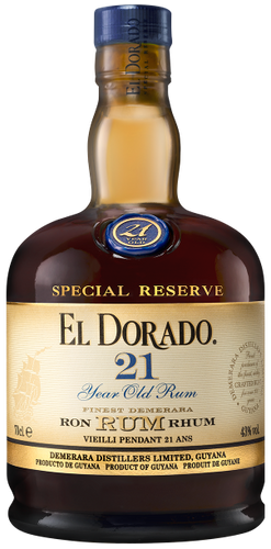 An image of a bottle of El Dorado 21YO Special Reserve Rum from Guyana 