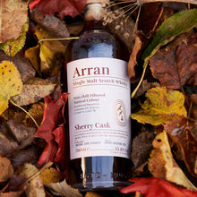 Load image into Gallery viewer, Arran Sherry Cask scotch Whisky bottle surrounded by autumn leaves