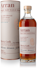 Load image into Gallery viewer, An image of a bottle of Arran Bodega Sherry Cask Single Malt Whisky next to its Gift Tube Box