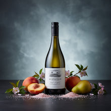 Load image into Gallery viewer, A bottle of Auntsfield Single Vineyard Chardonnay surrounded by summer fruits.