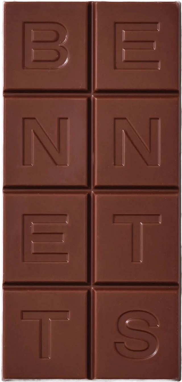 Load image into Gallery viewer, Bennetts Hazelnut Milk Chocolate bar with 'Bennett's' branding on a white background