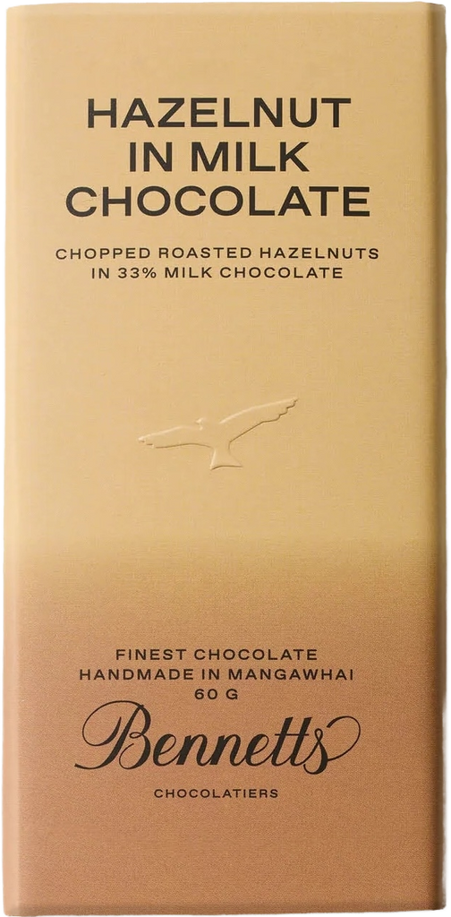 Bennett's Hazelnut in Milk Chocolate bar packaging