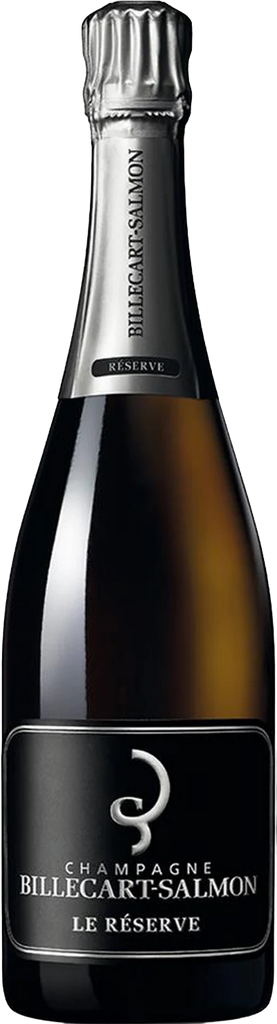 Bottle of Billecart-Salmon Le Reserve Champagne on a black background