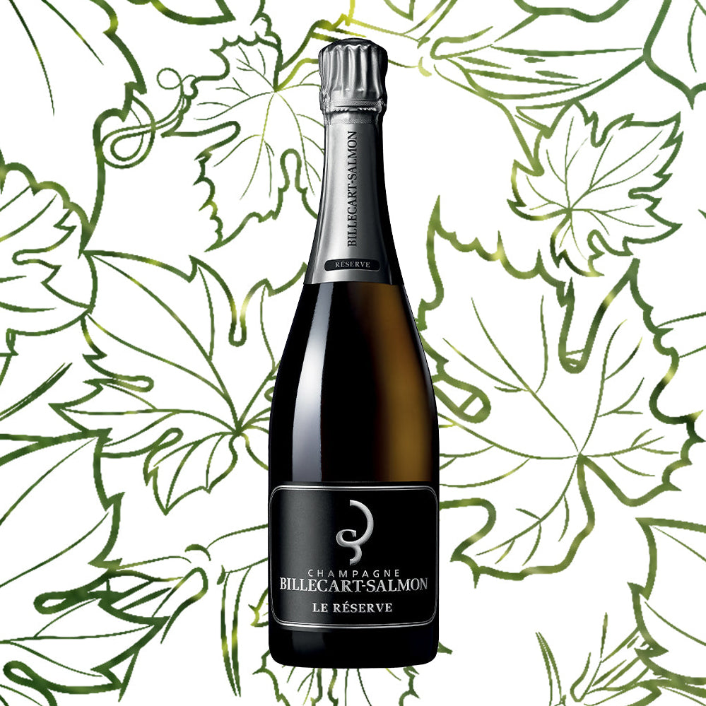 Load image into Gallery viewer, Bottle of Billecart-Salmon Le Reserve Champagne with a brand label on a leaf-patterned background