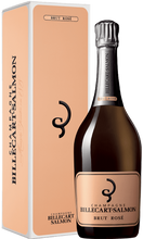 Load image into Gallery viewer, A bottle of Billecart-Salmon Brut Rosé Champagne next to it&#39;s beautiful Gift Box