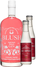 Load image into Gallery viewer, An image of Blush Rhubarb Gin Gift Box with two East Imperial Tonic waters