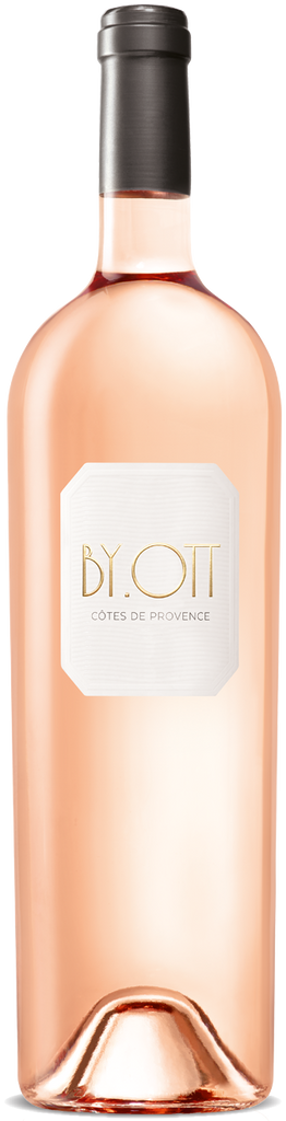 A Jeroboam 3000ml bottle of BY.OTT Rosé wine with a pale pink liquid, a white label with gold lettering, and a black capsule cap, shown against a plain white background.