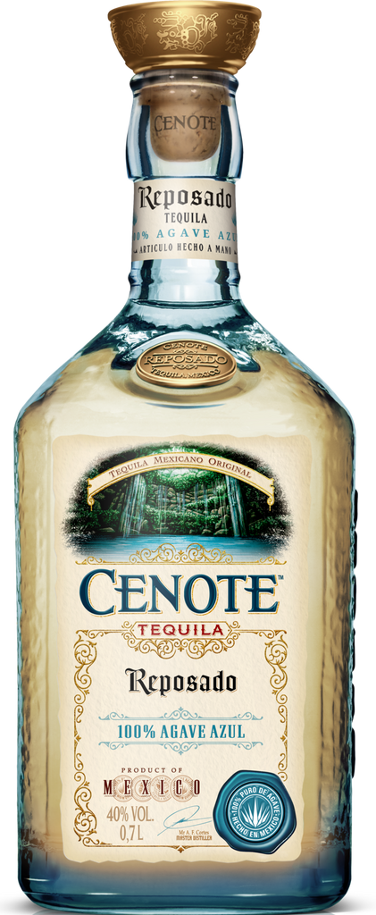 An image of a stunning bottle of Cenote Reposado Tequila from Jalisco in Mexico