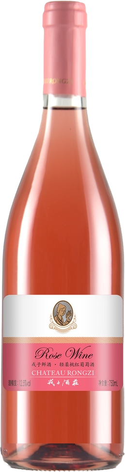 Chateau Rongzi Fresh Light Soft Rose wine bottle with a label on a white background
