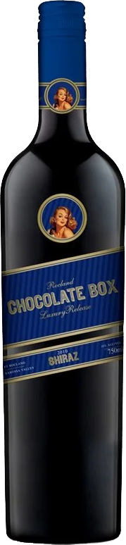 Load image into Gallery viewer, A bottle of Chocolate Box Luxury Blue Label Shiraz red wine on a white background