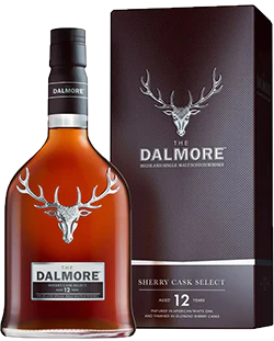 Load image into Gallery viewer, An image of a bottle of Dalmore 12 Year Old Sherry Cask Select Highland Single Malt Scotch Whisky 700ml next to its superb Gift Box