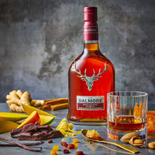 Load image into Gallery viewer, Dalmore whisky bottle with a glass of whisky on a table with ingredients