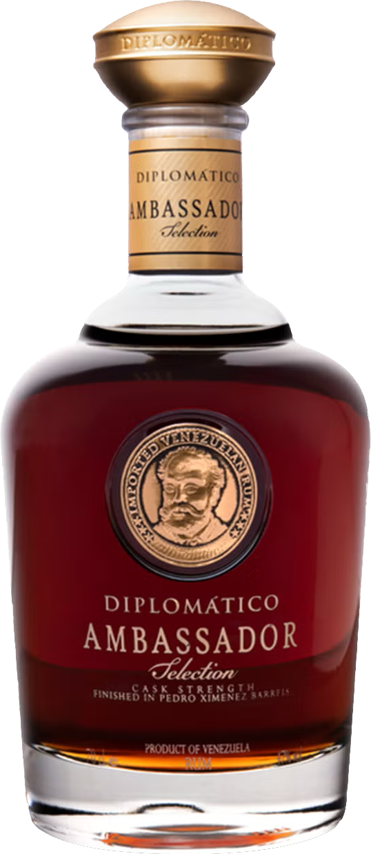Load image into Gallery viewer, Bottle of Diplomatico Ambassador Selection Rum with a gold cap and label.