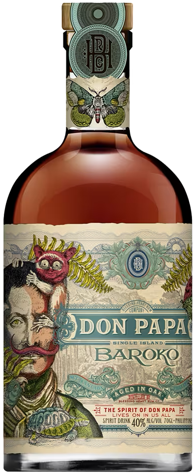 Load image into Gallery viewer, Bottle of Don Papa Baroko rum with decorative label
