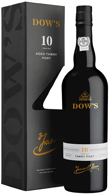 Load image into Gallery viewer, An image of a bottle of Dow's 10 Year Old Tawny Port 750ml next to its gift box