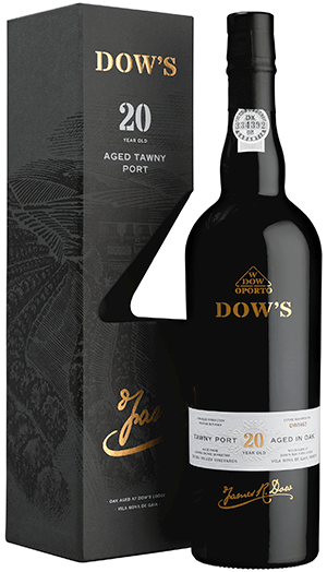 An image of the fine Dow's 20 Year Old Tawny Port 750ml next to it's gift box