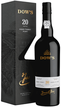 Load image into Gallery viewer, An image of the fine Dow&#39;s 20 Year Old Tawny Port 750ml next to it&#39;s gift box