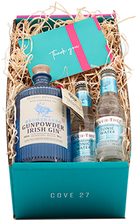 Load image into Gallery viewer, An image of a stunning Drumshanbo Gunpowder Gin Gift Box, including 2 Fever-Tree Mediterranean tonic waters 