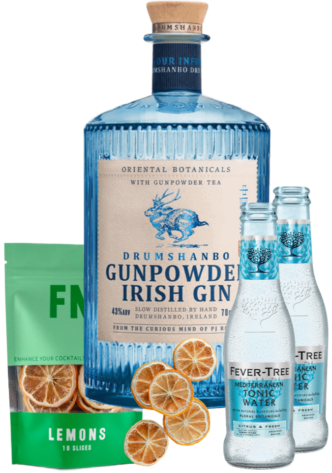 An image of a Drumshanbo Gunpowder Gin Gift Box Hamper