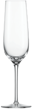 Load image into Gallery viewer, Two clear crystal champagne flutes side by side.