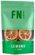 Load image into Gallery viewer, Pouch of F N Lemons with a green background, featuring images of dehydrated lemon slices and the text &#39;LEMONS&#39; along with &#39;10 slides&#39; and the &#39;F N&#39; logo.