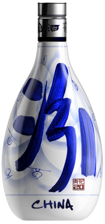 An image of a bottle of Fenjiu Qinghua Blue Flower 20 Year Old Baijiu 500ml Chinese spirit