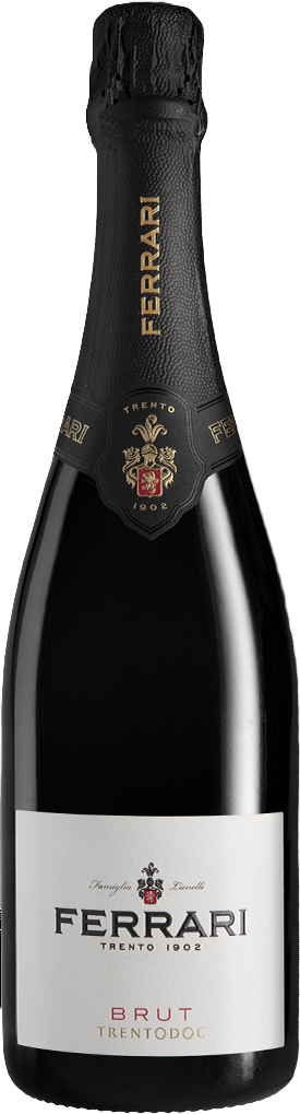 Load image into Gallery viewer, Ferrari Trento Brut Metodo Classico sparkling wine bottle with black label