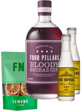 Load image into Gallery viewer, An image of a Four Pillars Shiraz Gin Gift Box Hamper