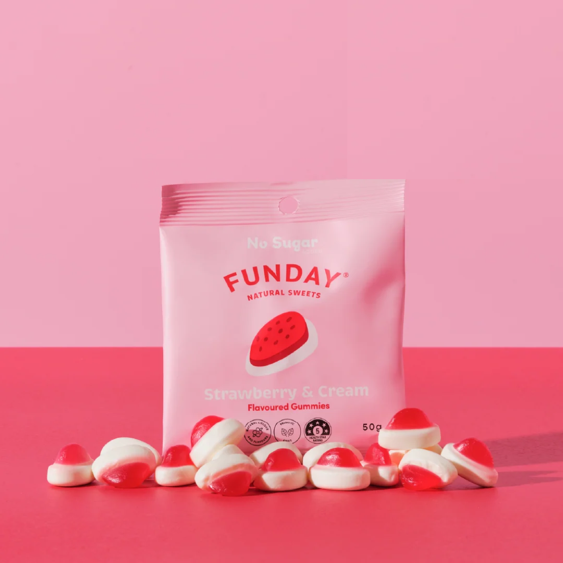 Load image into Gallery viewer, Funday Strawberry &amp; Cream Gummies