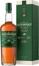 Load image into Gallery viewer, Glendronach 15 year old whisky bottle and gift box with green label and packaging.