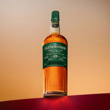 Load image into Gallery viewer, Bottle of Glendronach whisky on a gradient background