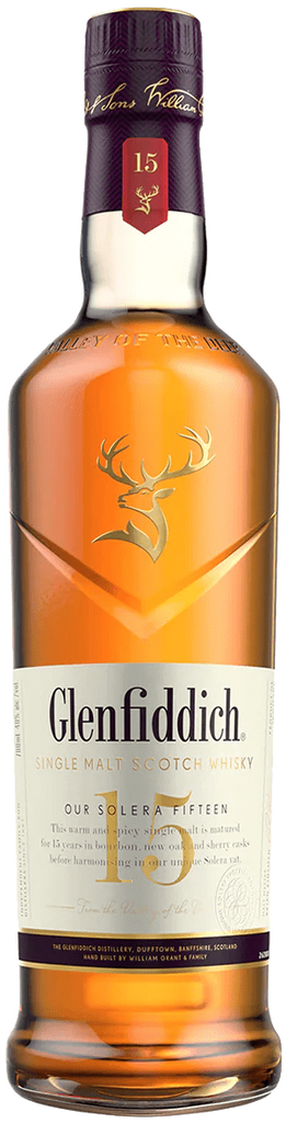 An image of a superb bottle of Glenfiddich Solera 15YO Single Malt Speyside Scotch Whisky