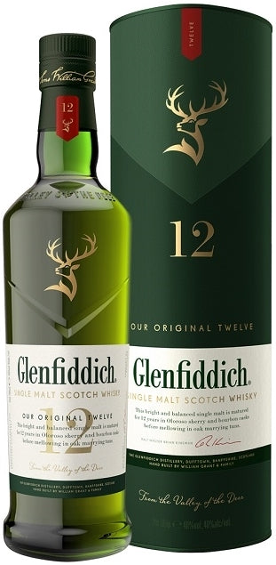 Load image into Gallery viewer, A photo of a Glenfiddich 12YO Single Malt Scotch Whisky 700ml with its Gift Box