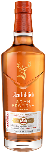 An image of a bottle of Glenfiddich 21YO Gran Reserva Single Malt Scotch Whisky, a fabulous premium Scotch whisky.