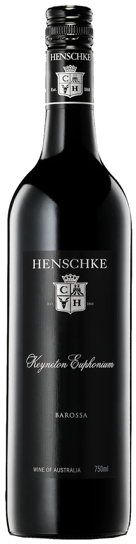 Henschke Keyneton Euphonium red wine wine bottle on a black background