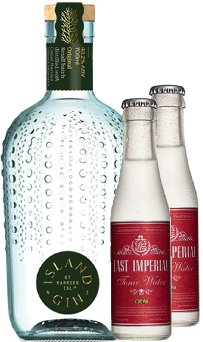 An image of a Island Gin Gift Box including Island Gin & East Imperial Tonic waters