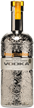 Load image into Gallery viewer, A sleek silver bottle of Imagination Triple Distilled Vodka with a label and cap visible.