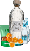 Load image into Gallery viewer, An image of a Isle of Harris Gin Gift Box with two Fever-Tree Tonic waters and a pouch of hand-crafted orange slices