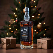 Load image into Gallery viewer, Jack Daniels Sinatra Select Whiskey lifestyle bottle with Christmas tree and presents in the background