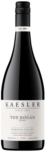 Kaesler The Bogan Shiraz wine bottle on a white background
