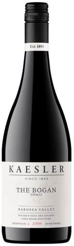 Kaesler The Bogan Shiraz wine bottle on a white background